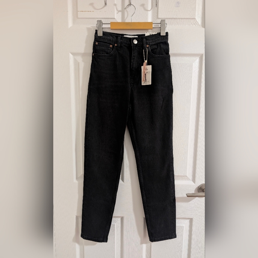 Mango Mom Comfort Jeans NWT High Waist Black Denim Ankle Casual Sz 1 US /32 EUR